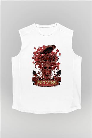 Melvins Baskılı Beyaz Unisex Kolsuz Tişört - Tshirt