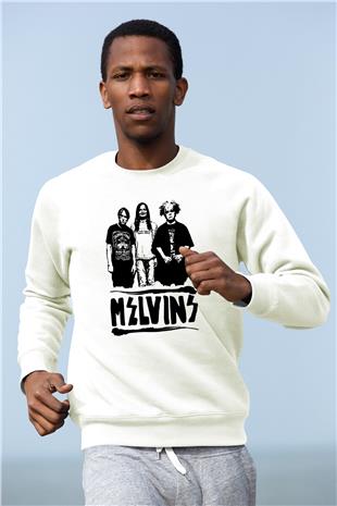 Melvins Baskılı Beyaz Unisex Sweatshirt