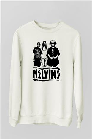 Melvins Baskılı Beyaz Unisex Sweatshirt
