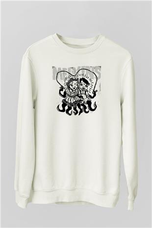 Melvins Baskılı Beyaz Unisex Sweatshirt
