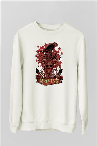 Melvins Baskılı Beyaz Unisex Sweatshirt