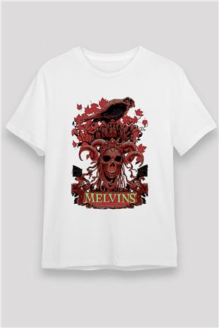 Melvins Baskılı Unisex Beyaz Tişört - Tshirt