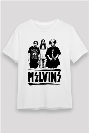 Melvins Baskılı Unisex Beyaz Tişört - Tshirt