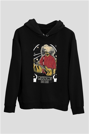 Melvins Baskılı Unisex Siyah Kapüşonlu Sweatshirt