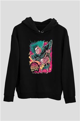 Melvins Baskılı Unisex Siyah Kapüşonlu Sweatshirt
