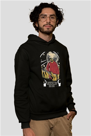 Melvins Baskılı Unisex Siyah Kapüşonlu Sweatshirt