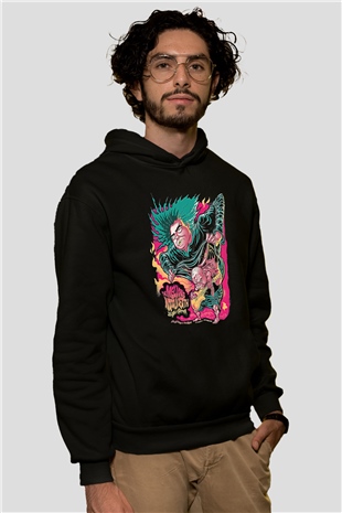 Melvins Baskılı Unisex Siyah Kapüşonlu Sweatshirt