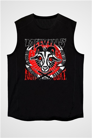 Melvins Baskılı Unisex Siyah Kolsuz Tişört - Tshirt