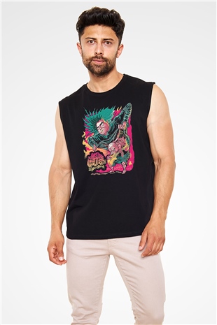 Melvins Baskılı Unisex Siyah Kolsuz Tişört - Tshirt