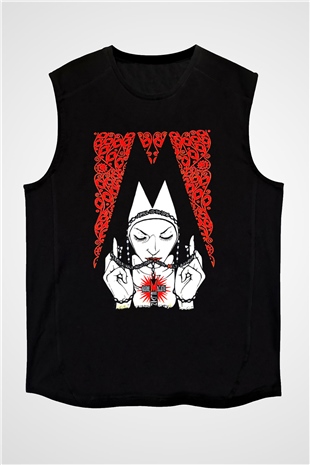 Melvins Baskılı Unisex Siyah Kolsuz Tişört - Tshirt