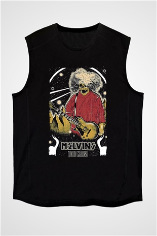 Melvins Baskılı Unisex Siyah Kolsuz Tişört - Tshirt