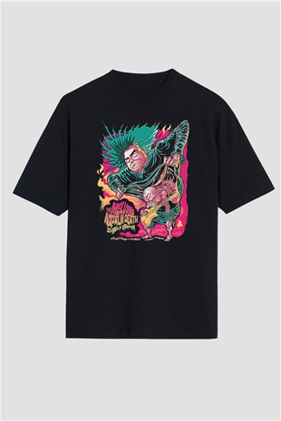 Melvins Baskılı Unisex Siyah Oversize Tişört - Tshirt