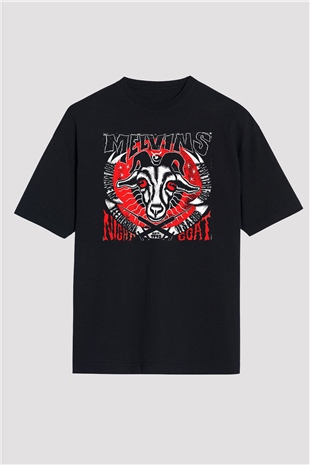 Melvins Baskılı Unisex Siyah Oversize Tişört - Tshirt