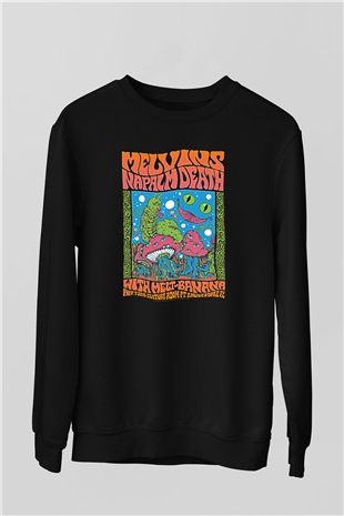 Melvins Baskılı Unisex Siyah Sweatshirt