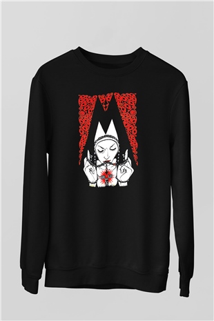 Melvins Baskılı Unisex Siyah Sweatshirt