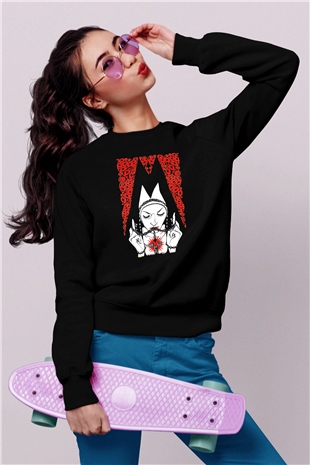 Melvins Baskılı Unisex Siyah Sweatshirt