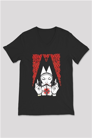 Melvins Baskılı Unisex Siyah V Yaka Tişört - Tshirt
