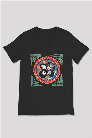 Melvins Baskılı Unisex Siyah V Yaka Tişört - Tshirt