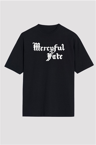 Mercyful Fate Baskılı Unisex Siyah Oversize Tişört - Tshirt