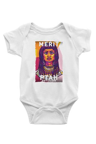 Merit Ptah Baskılı Beyaz Bebek Body - Zıbın