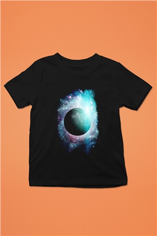 Merkür Baskılı Siyah Unisex Çocuk Tişört