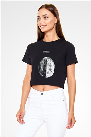 Merkür Siyah Crop Top Tişört