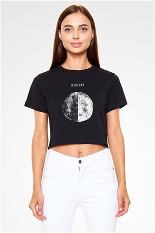 Merkür Siyah Crop Top Tişört