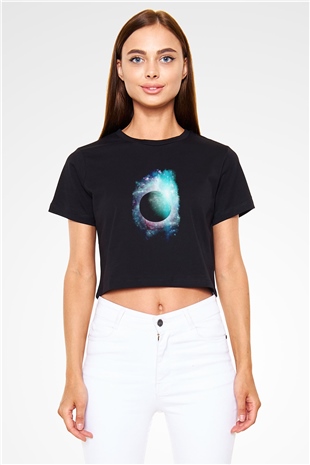 Merkür Siyah Crop Top Tişört