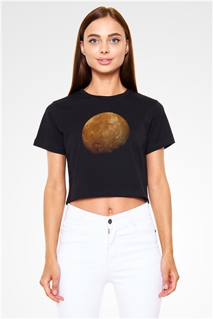 Merkür Siyah  Crop Top Tişört