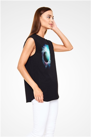 Merkür Siyah Unisex Kolsuz Tişört
