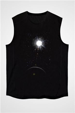 Merkür Siyah Unisex Kolsuz Tişört