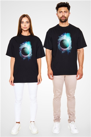 Merkür Siyah Unisex Oversize Tişört T-Shirt