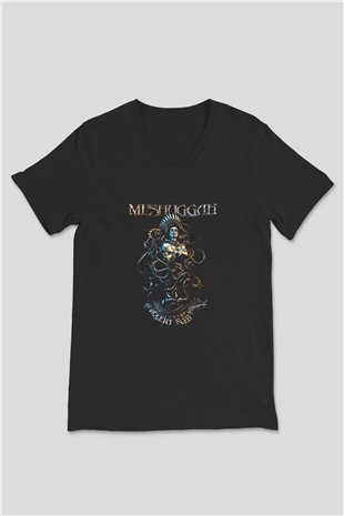 Meshuggah Siyah Unisex V Yaka Tişört T-Shirt