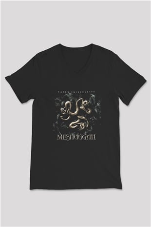 Meshuggah Siyah Unisex V Yaka Tişört T-Shirt