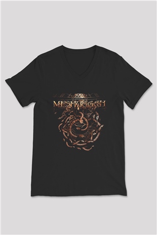 Meshuggah Siyah Unisex V Yaka Tişört T-Shirt