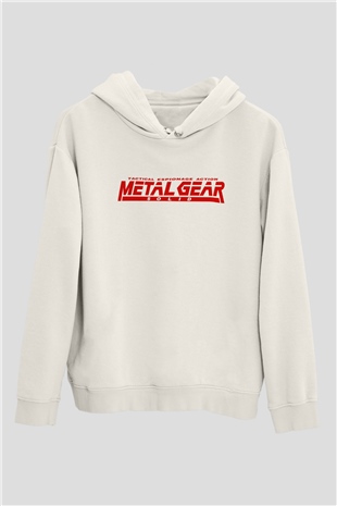 Metal Gear Solid Beyaz Unisex Kapşonlu Sweatshirt