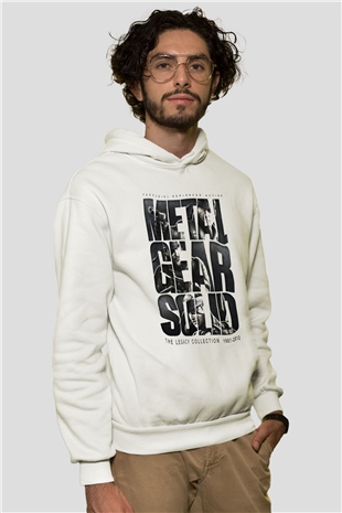 Metal Gear Solid Beyaz Unisex Kapşonlu Sweatshirt
