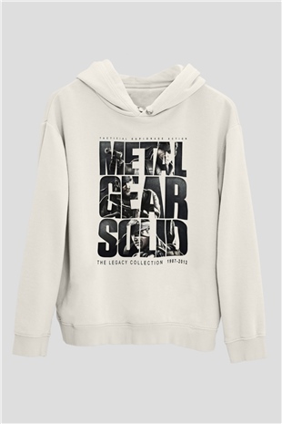 Metal Gear Solid Beyaz Unisex Kapşonlu Sweatshirt