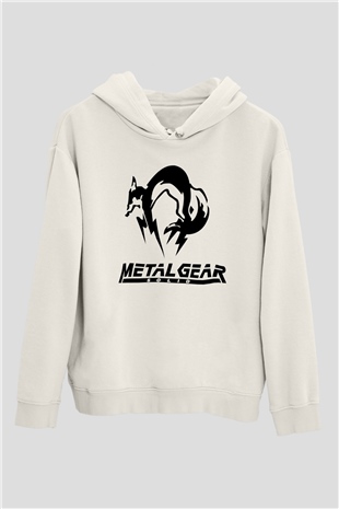 Metal Gear Solid Beyaz Unisex Kapşonlu Sweatshirt