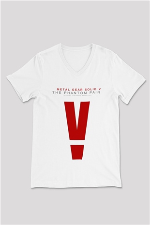 Metal Gear Solid Beyaz Unisex V Yaka Tişört T-Shirt