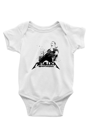 Metallica Baskılı Beyaz Unisex Bebek Body - Zıbın