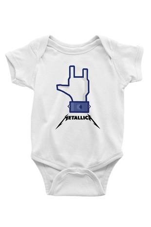 Metallica Baskılı Beyaz Unisex Bebek Body - Zıbın