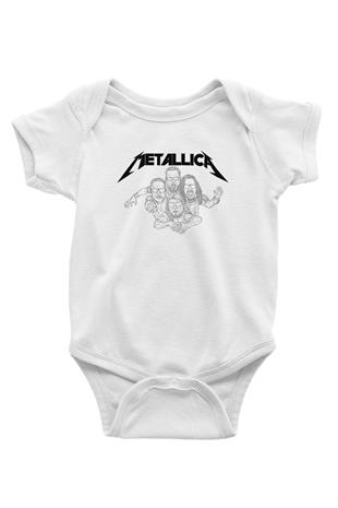 Metallica Baskılı Beyaz Unisex Bebek Body - Zıbın