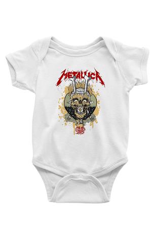 Metallica Baskılı Beyaz Unisex Bebek Body - Zıbın