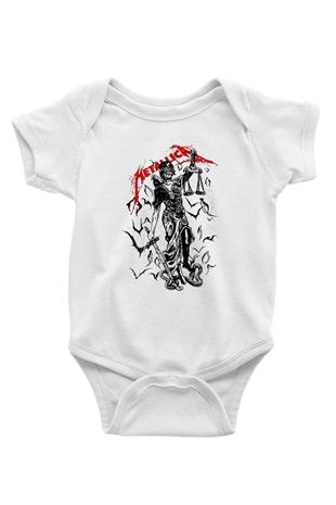 Metallica Baskılı Beyaz Unisex Bebek Body - Zıbın