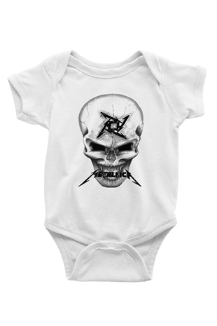 Metallica Baskılı Beyaz Unisex Bebek Body - Zıbın
