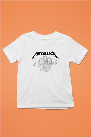 Metallica Baskılı Beyaz Unisex Beyaz Çocuk Tişört - Tshirt
