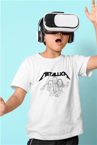 Metallica Baskılı Beyaz Unisex Beyaz Çocuk Tişört - Tshirt