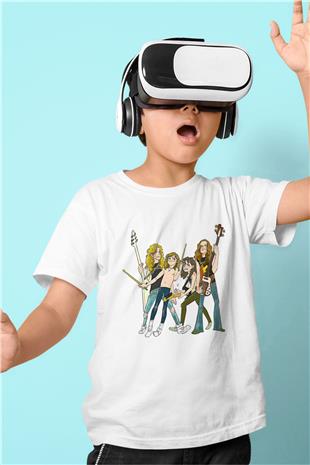 Metallica Baskılı Beyaz Unisex Beyaz Çocuk Tişört - Tshirt
