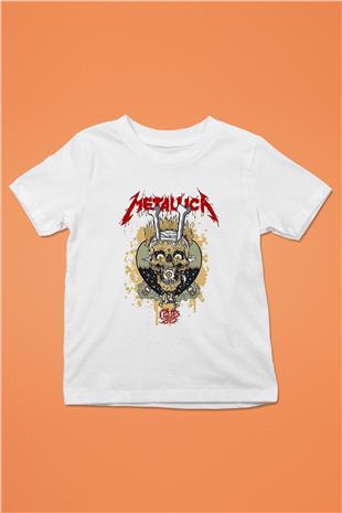 Metallica Baskılı Beyaz Unisex Beyaz Çocuk Tişört - Tshirt